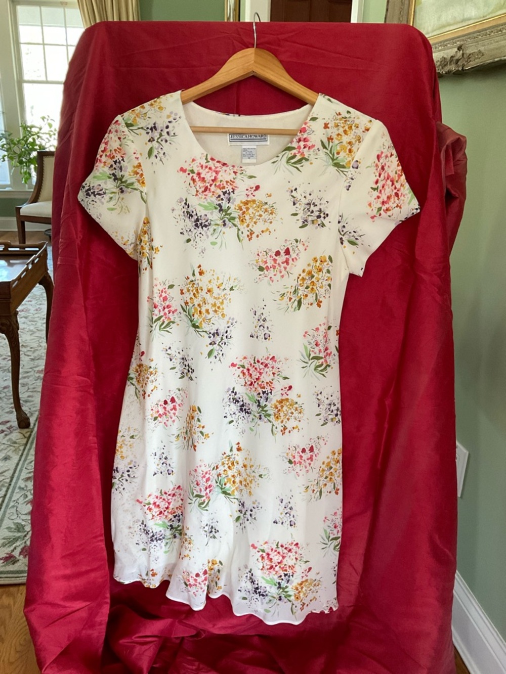 Jessica Howard Cream Dress with Multicolor Floral Print
